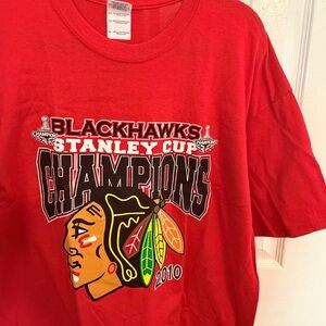 Blackhawks 2010 Stanley Cup Champions Red Graphic T-Shirt XL